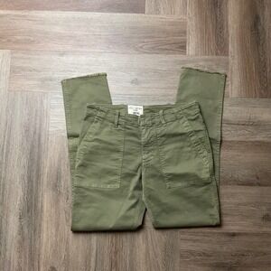 Nili Lotan Jenna Straight Crop Raw Hem Military Cargo Pants Womens 0 Olive Green